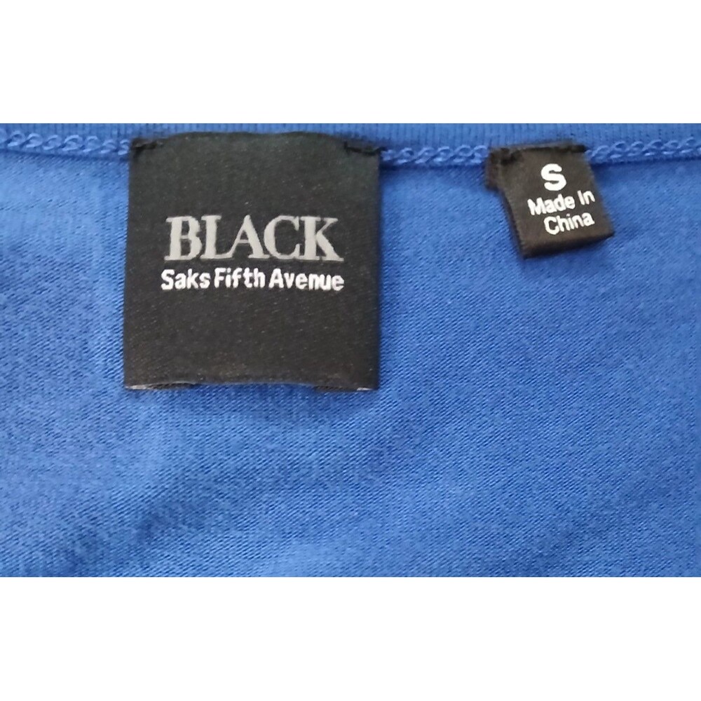 Black Saks Fifth Ave Blue/Black Short Sleeve Blouse Small - Picture 5 of 8